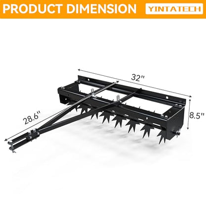 YINTATECH 48" Lawn Aerator Tow Behind with Universal Hitch for spike Aerator, Black