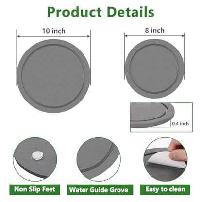 8"+10" Instantly Dry Diatomite Stone Plant Saucers - 2 Pack, Gray - color: Gray, size: 8"+10" (2 Pack)