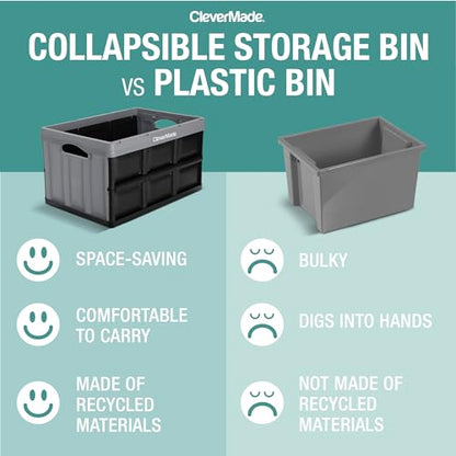 CleverMade Collapsible Storage Bins, 62L 3 Pack, 100 lb Stackable, Stone - color: Stone, size: 62l - 3 Pack