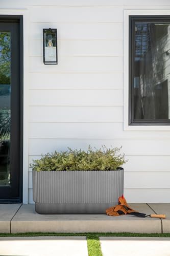Veradek Demi Series Long Planter - Wide Outdoor Planter - color: Gray, size: 30 inch - 2 Pack
