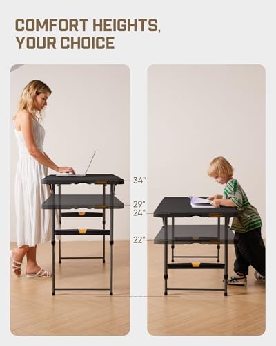 FanttikOutdoor Folding Table 4 Foot Quick Adjust Portable Plastic 4 Heights - color: Black