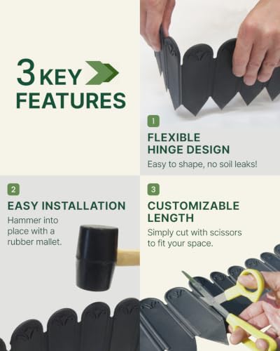 DAIM FlexWall Edge Landscape Edging, Garden Edging, Black, 6" x 16.5 ft - size: 6" x 16.5 ft