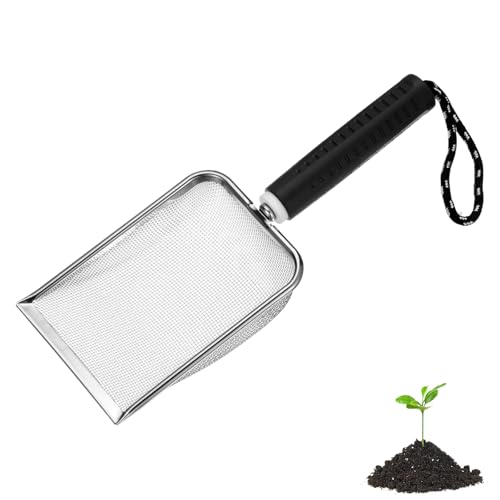 M METERXITY 1-Pack Gardening Soil Sifter, 1.5 mm Mesh Stainless Steel Portable Gardening Sifter with Soft Handle for Sand/Dirt/Rock Compost [White, Black] - color: White, Black, size: 1.5X1.5mm