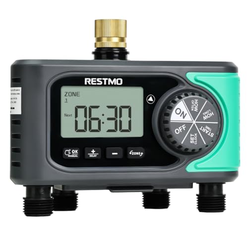 RESTMO 4-Zone Sprinkler Timer, Programmable Water Timer for Garden Hose - size: 4 Zone