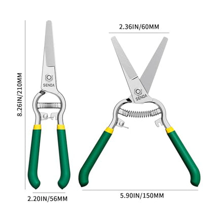 8" Pruning Shears, Dual-Color Coated Garden Scissors with Non-Slip Ergonomic Handle, Bypass Pruning Shears for Gardening, Trimming & Branch Cutting - style: 8'' grape shears