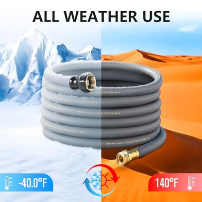 Garden Hose 5/8"x 100ft Brass Rubber Heavy Duty Water Hose 600 PSI Grey - color: Gray, size: 100FT