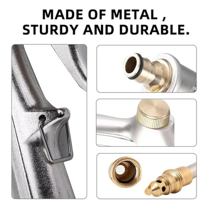 Hose Sprayer Nozzle Heavy Duty High Pressure Water Adjustable Spray Gun - color: Silvery