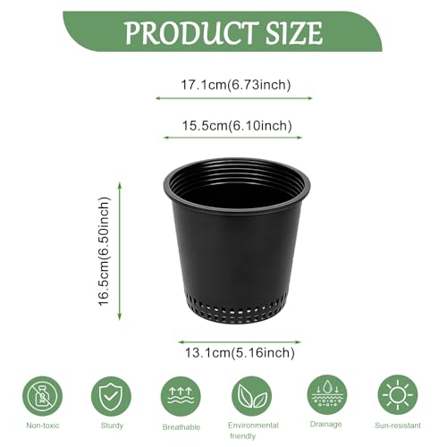 1 Gallon Black Nursery Pots, 3 Pack 7 Inch Plastic Tidal Planter, Heavy Duty Breathable Mesh Plant Pots with Drainage Holes, Durable Net Cups for Indoor and Outdoor Gardening