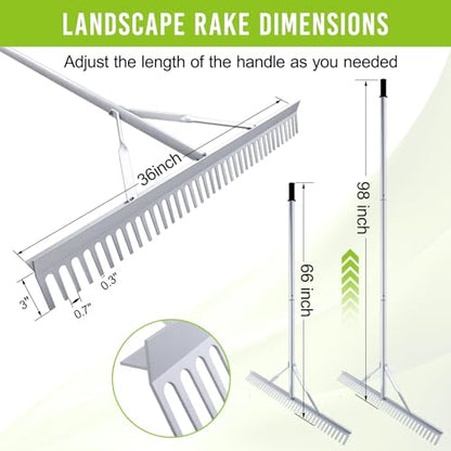 36 Inch Aluminum Landscape Rake - style: 36 Inch Landscape Rake