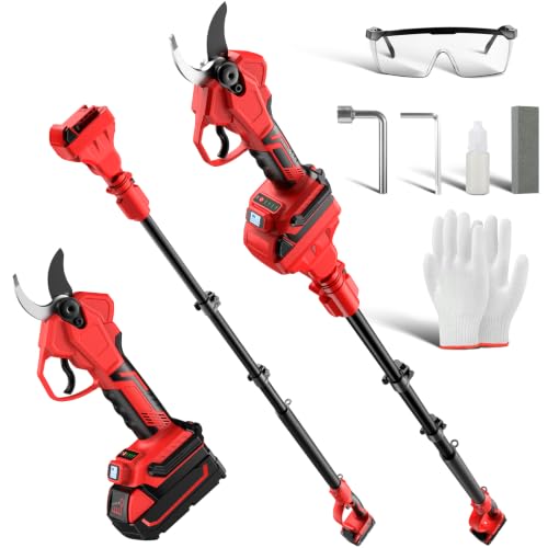 2-In-1 Electric Pruning Shears for Milwaukee 18V Battery, 1.2'' Cut Diameter Cordless High Branch Cutter with 8FT Reach Extension Pole, Brushless Motor Pruner for Gardening Tree Trimming (No Battery)