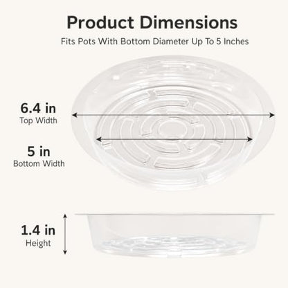 Gardzen Heavy Duty Clear Plastic Plant Saucers, Flower Pot Tray - Excellent for Indoor & Outdoor Plants (6-Inch, 10-Pack) - size: 6 Inch