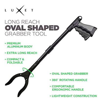 Grabber Tool 19" Aluminum Magnetic Claw, Rotating Lightweight Foldable Reacher Grabber Pickup Tool, Gripper Grabbers for Elderly Grab it Reaching Tool Trash Picker Grabber, Black, By Luxet - color: Black