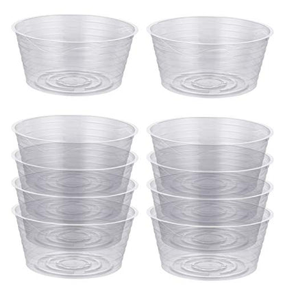 Idyllize 10 Pieces of 8 Inch Clear Thin Deep Plastic Plant Saucer Drip Tray for Pots (8'') - size: 8''