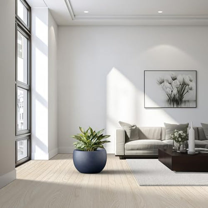 Kante Large Round Bowl Charcoal Concrete Planter 20" Dia, Outdoor - color: Charcoal, size: 19.9" d