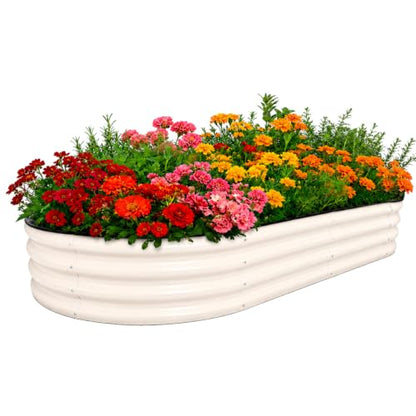 Galvanized Raised Garden Bed Outdoor 8x4x1 ft 1 Pack Oval White - color: White, size: 8 x 4 x 1 ft