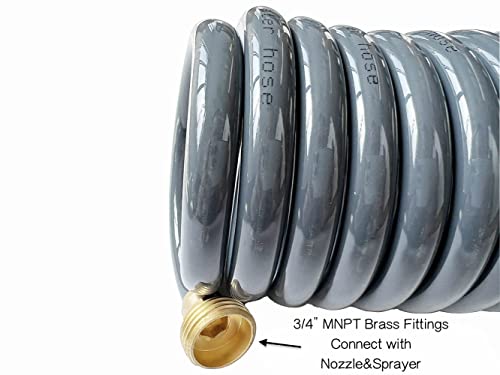 SANFU PU Recoil Garden Water Hose 3/8"ID(9 x 12.2mm) x 25FT, Gray(25') - size: 25FT