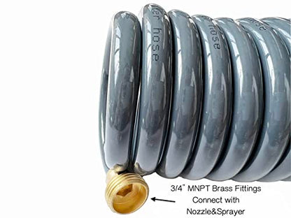 SANFU PU Recoil Garden Water Hose 3/8"ID(9 x 12.2mm) x 25FT, Gray(25') - size: 25FT