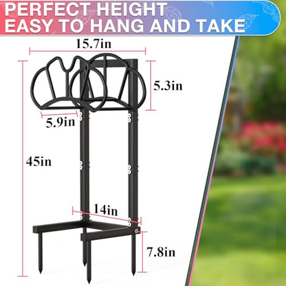 Qatsrin Garden Hose Holder Holds 160ft, Rustproof Water Hose Storage, Black - color: Black