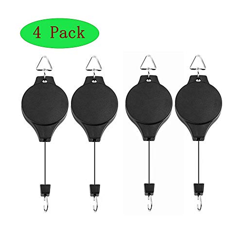 4 Pack Plant Hook Pulley, Retractable Plant Hanger Easy Reach Hanging Flower Basket for Garden Baskets Pots and Birds Feeder Hang High up and Pull Down to Water Or Feed - color: Plant Hooks