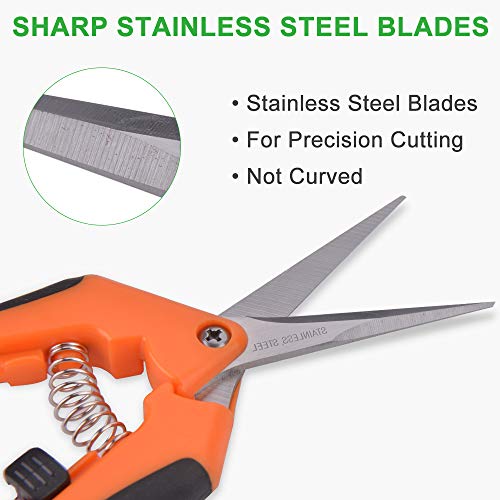 GROWNEER 3 Packs Pruning Shears with Straight Precision Blades, 6 Packs Shears with Curved Blades Gardening Hand Pruning Snips