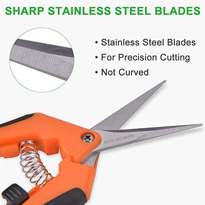 GROWNEER 3 Packs Pruning Shears with Straight Precision Blades, 6 Packs Shears with Curved Blades Gardening Hand Pruning Snips