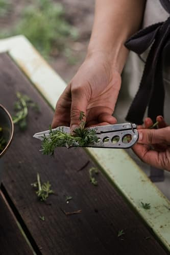 Barebones Herb Harvest and Strip Tool - Stainless Steel with Copper Accents - Your All-in-One Culinary Companion (Tumbled Steel) - color: Tumbled Steel