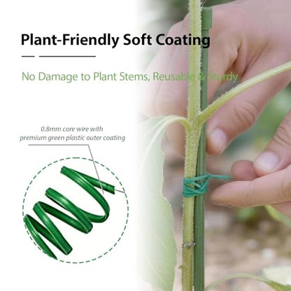 100m Garden Cable Ties & Cutters, Reusable Green Wire Twist Ties for Climbing Plants & Home Organization - size: 50M Garden Tie
