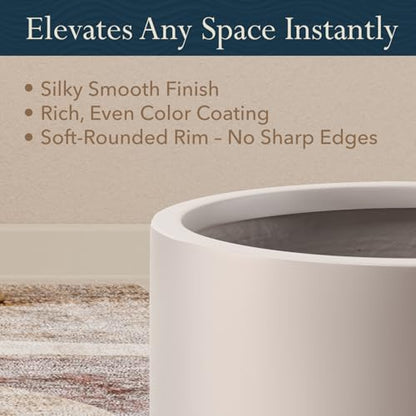 KUTE NEST 12" Premium Arco Fiberstone Patio Planter - Taupe - color: Taupe, size: 12"H x 12"D