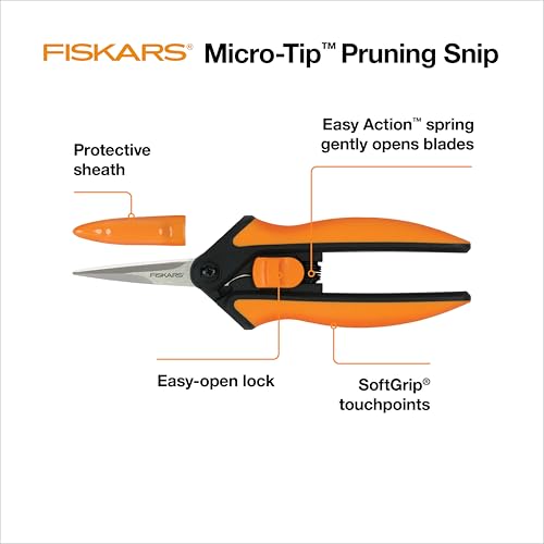Fiskars 6" Steel Micro-Tip Pruning Scissors, Garden Snips for Small Plants - style: Snips