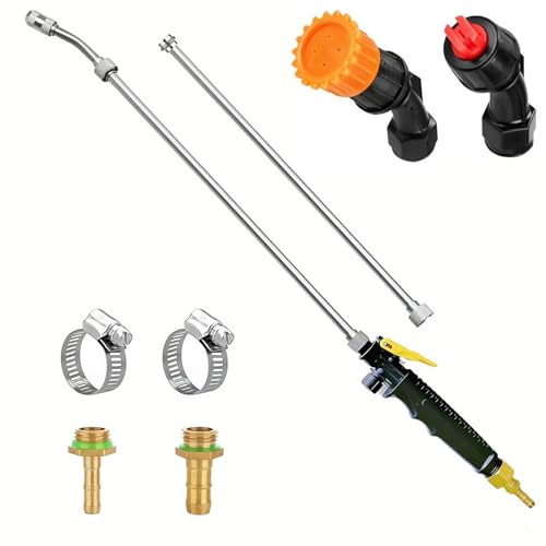 Sprayer Wand with 3 Types of Nozzles, Fan Nozzle Replacement Sprayer Wand, Stainless Steel Sprayer Wand Replacement with 1/4" & 3/8" Brass Barb and 2 Hose Clamps (3 Nozzles 44 Inches Sprayer Wand) - color: 3 Nozzles 44 Inches Sprayer Wand