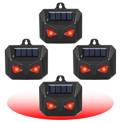 4 Pack Solar Predator Eye Lights for Yard,Red LED Deterrent for Raccoon