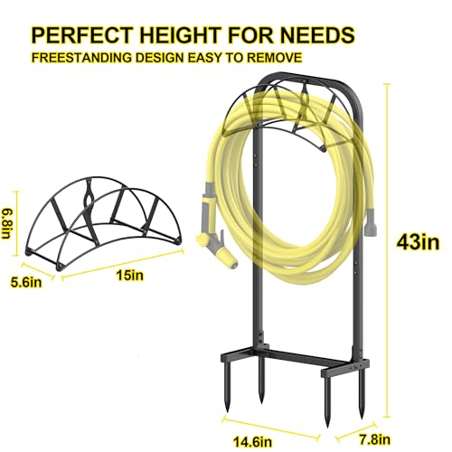 Suchek Garden Hose Holder, Upgraded 4 Spikes Water Hose Holder, Heavy Duty Hose Stand Holds 150ft Hose, Freestanding Hose Hanger, Hose Storage Organizer for Outside Yard Lawn (Black) - style: 4 Spikes-Black