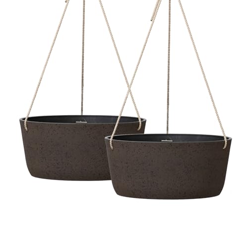 La Jolie Maison Large Hanging Planters for Outdoor Plants, Set of 2 12 Inch - color: New Iron