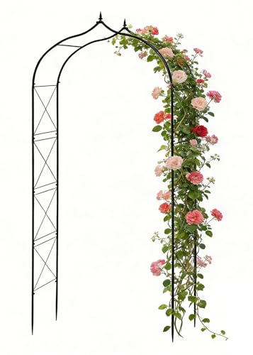 Metal Garden Arbors 8Ft Thickened Arch Trellis for Climbing Plants - color: Arch X Brace