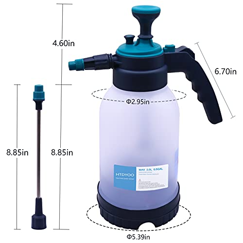 HTDYOO 0.5 Gallon Garden Pump Sprayer, Hand Held Garden Sprayer