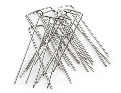 Stainless Steel Landscape Garden Staples Pins, 6-inch, 11 Gauge, Unlike Imposters Won't Rust - Perfect for Landscape Fabric, Irrigation Lines - 100 Pack