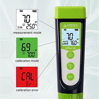 Apera Instruments AI101G GroStar Series GS1 pH Pen Tester Kit with Replaceable Double-Junction pH Probe for Hydroponics Water Quality Testing, Gen II - style: pH