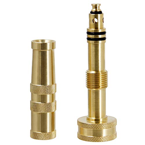 Biswing Brass Hose Nozzles, Heavy-Duty Brass Adjustable Twist Hose Nozzle, 2 Pack (4"), VI3432