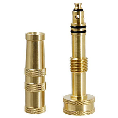 Biswing Brass Hose Nozzles, Heavy-Duty Brass Adjustable Twist Hose Nozzle, 2 Pack (4"), VI3432