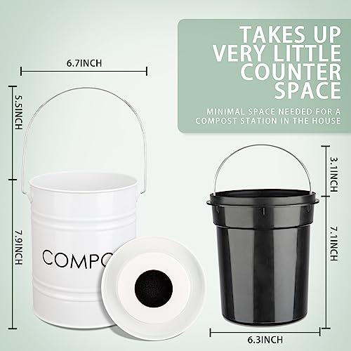 MUMTOP Compost Bin for Kitchen Countertop,1.3 Gal Metal Compost Container - color: White