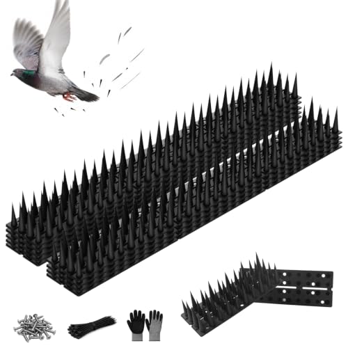 Bird Spikes, 9 Pack, 12.6 FT Total Coverage, Outdoor Bird Deterrent, Black - color: Black, size: 9 pack