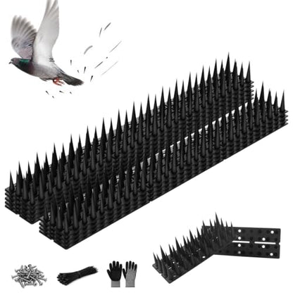Bird Spikes, 9 Pack, 12.6 FT Total Coverage, Outdoor Bird Deterrent, Black - color: Black, size: 9 pack