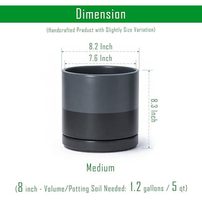 D'vine Dev 8 Inch Ceramic Planter Pot, Slate, 94-O-D-5 - color: Slate, size: Medium