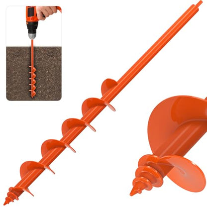 Insaga Auger Drill Bit for Planting 3''x32'' Garden Earth Auger 3mm Thicker Drill Augers for Digging Holes Heavy Duty Auger Post Hole Digger for Bulb, Flowers, Plants - Fits 3/8" Hex Drive Drill - size: 3x32''