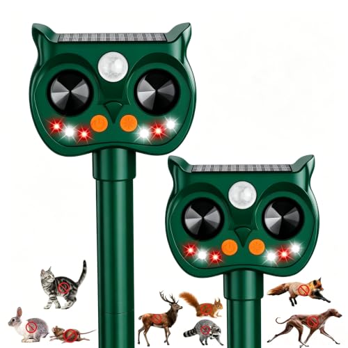 2Pack Solar Animal Repeller Outdoor, Sonic Fortress Pro Deer Repellent