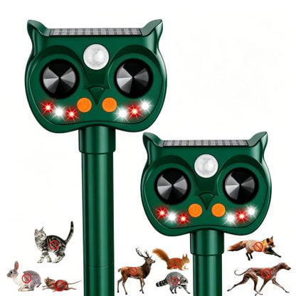 2Pack Solar Animal Repeller Outdoor, Sonic Fortress Pro Deer Repellent