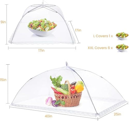 Food Covers for Outside Mesh, Food Nets for Outdoors, 8 Pack - size: 8 PACK (2*XXL+6*L)