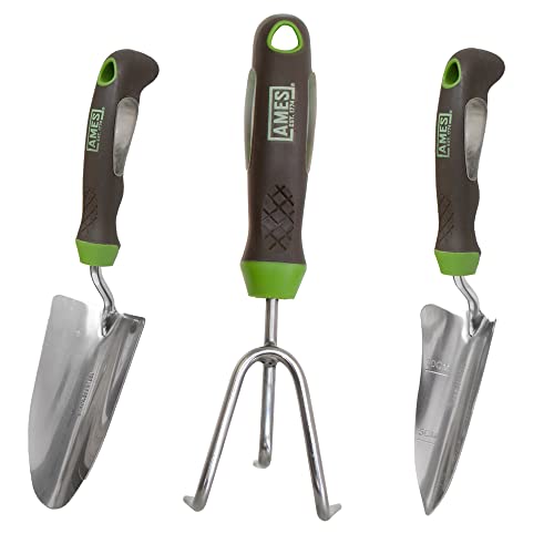AMES 24450009 3-pc. Ergo Gel Grip Garden Tool Set with Hand Trowel, Transplanter & Cultivator - style: Trowel, Transplanter & Cultivator
