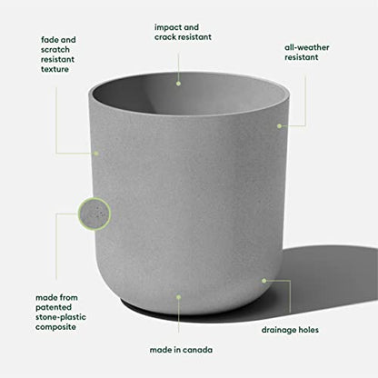 Veradek Mason Series Lima Planter - Large Round Outdoor Planter - color: Gray, size: 20 inches