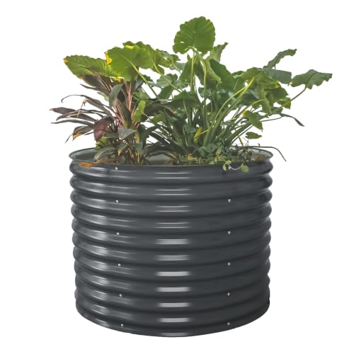 Vego garden 32" Tall 42" Round Raised Garden Bed Raised Bed Planter Box for Vegetables Flowers Patio-Modern Gray - color: Modern Gray, size: 1IN1 Round